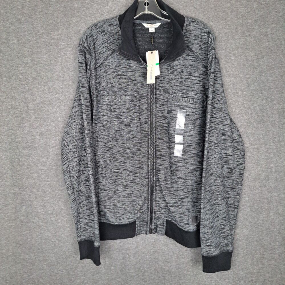Calvin Klein Men's Med Grey Heathered Full Zip Hoodie Large NWT - Picture 1 of 12
